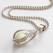 Pearl Shape Luminous Stone Necklace Big Pendant Jewelry Hollow Necklace